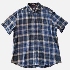 Bugatchi Blue Plaid Casual Button Down Shirt